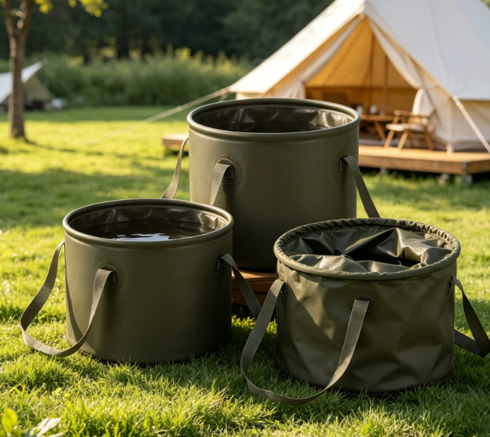 Collapsible Water Bucket Set—For Car Washing, Fishing, Camping, And Hiking