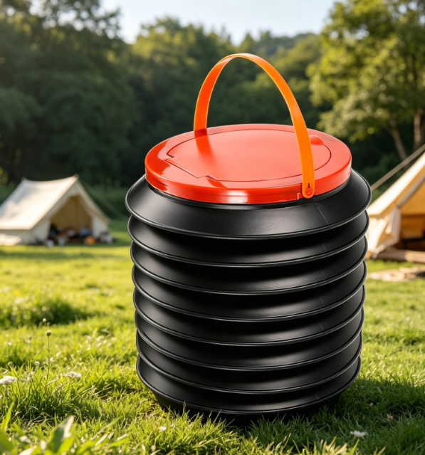 Collapsible Bucket With Lid—For Camping, Fishing, Picnics, And Car Washing