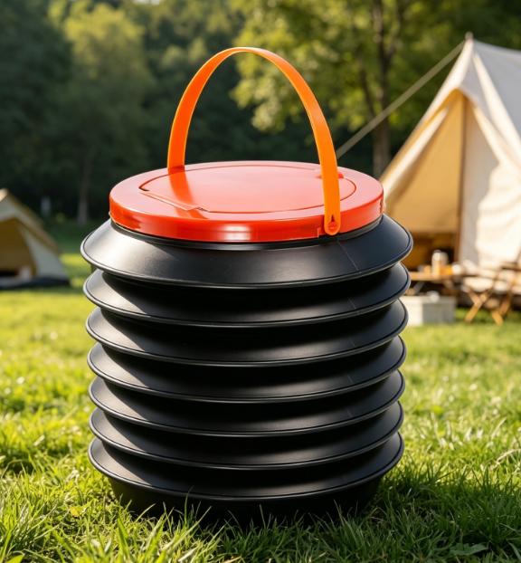 Collapsible Bucket With Lid—For Camping, Fishing, Picnics, And Car Washing