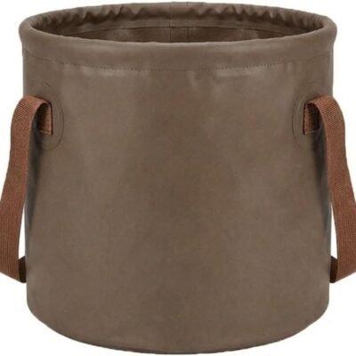 10L 2.5 Gallon Car Collapsible Bucket with Handle, Folding Leakproof Water Storage Basin, Portable Foldable Water Container for Fishing, Camping, Car Cleaning, Beach, Garden (10L-Khaki)