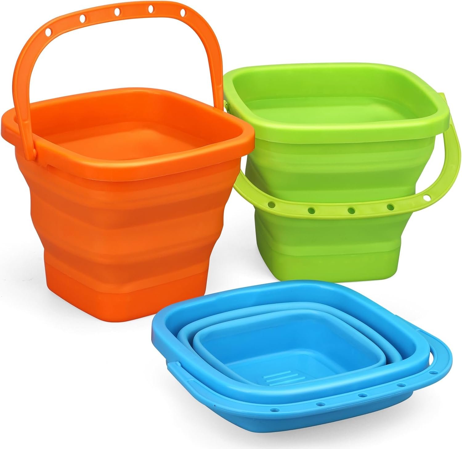 Foldable Beach Bucket, Large Silicone Pail Bucket Sand Buckets Collapsible Bucket, Sand Beach Toys for Kids Adults Beach Play Camping Gear Water Food Jug, Dog Bowls, Camping