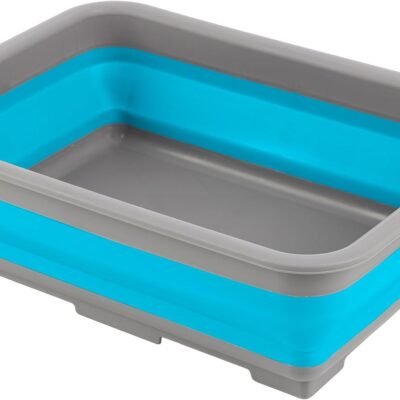 Collapsible Bucket for Cleaning - 7.27L Foldable Wash Bin Dish Tub - Collapsible Wash Basin or Camping Sink for Beach, Tailgating, or Soaking Laundry - Cleaning Supplies by  (Blue)