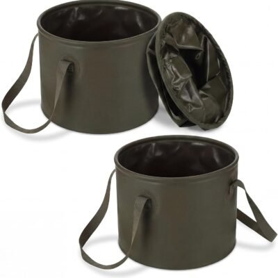 2 Pack Collapsible Bucket 5 Gallon Foldable Bucket Portable Car Wash Container, Fishing and Utility Basin with Handle, 20L for Camping, Hiking,Dish Washing, Fishing, Laundry