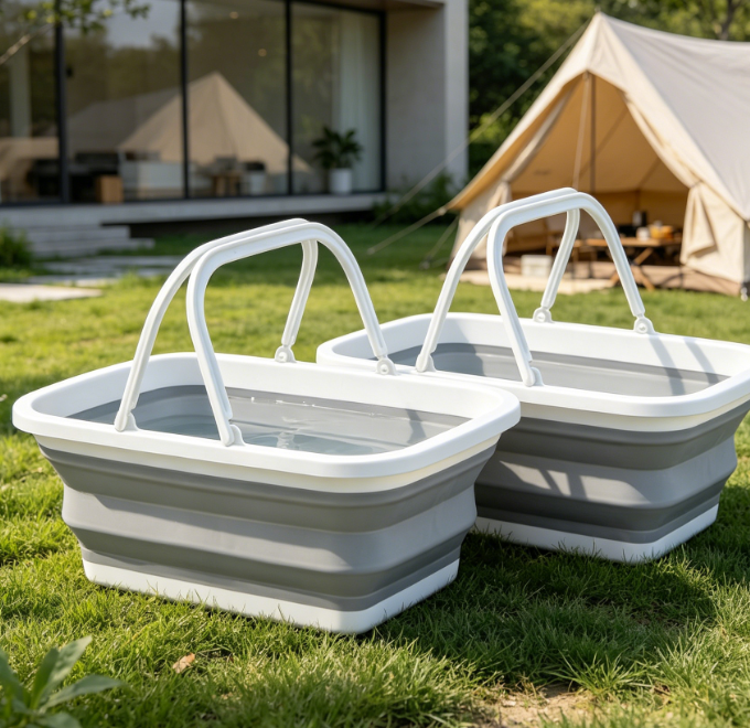 Collapsible Wash Basin With Towel—For Camping, Dishwashing, Hiking, And Home Use