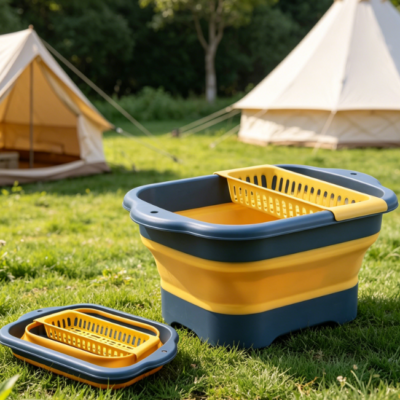 Collapsible Basin With Drain Plug—For Washing Produce And Dishes While Camping Or In An Rv