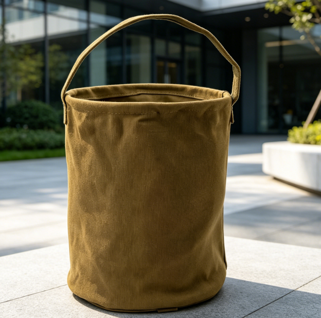Canvas Collapsible Bucket—Durable And Portable For Holding Water Or Gear