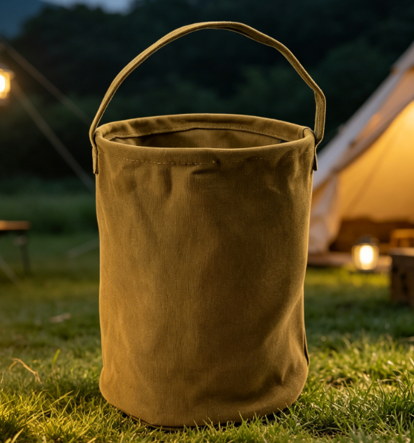 Canvas Collapsible Bucket—Durable And Portable For Holding Water Or Gear