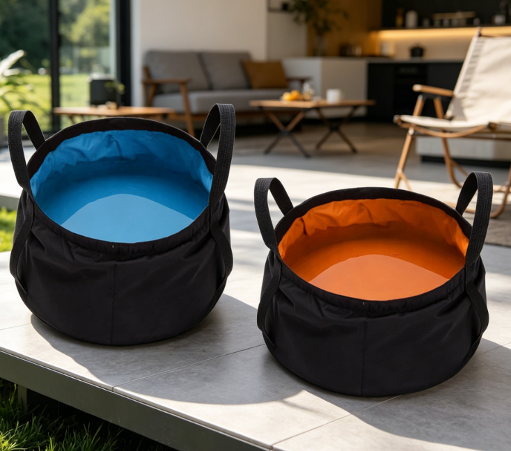Collapsible Bucket With Handle—Suitable For Camping, Fishing, And The Beach