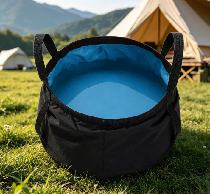 Collapsible Bucket With Handle—Suitable For Camping, Fishing, And The Beach