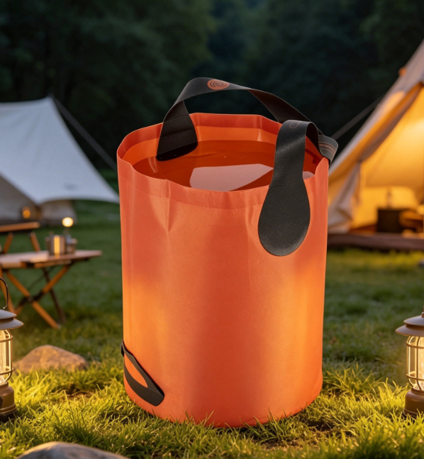 Collapsible Bucket For Camp Kitchens—Convenient For Washing Produce And Storing Water