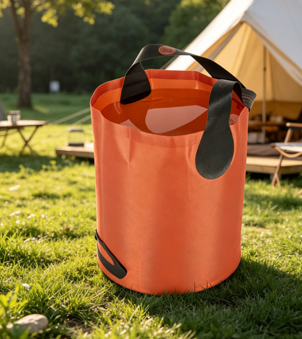 Collapsible Bucket For Camp Kitchens—Convenient For Washing Produce And Storing Water